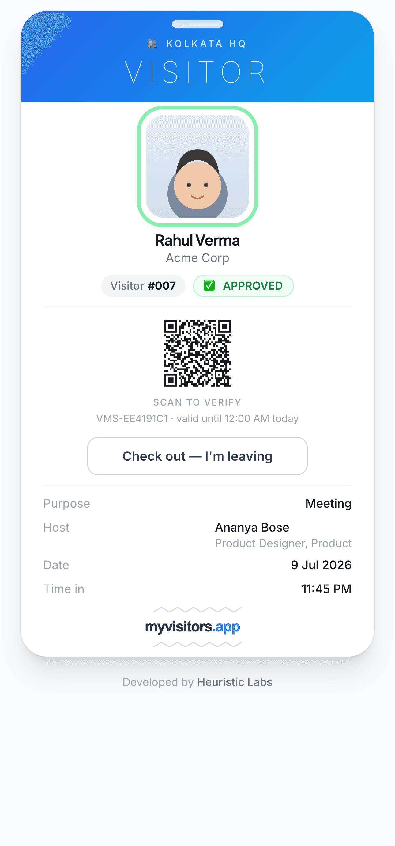 Live digital badge — myvisitors.app